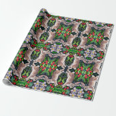 Gespantserde kerstcadeaus Roos Holly Gift Wrap Cadeaupapier (Uitgerold)