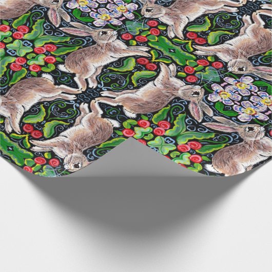 Gespantserde kerstcadeaus Roos Holly Gift Wrap Cadeaupapier (Hoek)