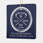 Gespecialiseerd Golfgat in One Retro Navy Blue Keramisch Ornament (Links)