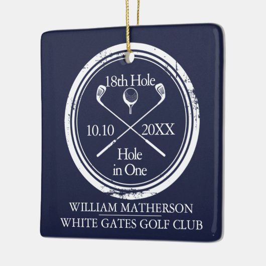 Gespecialiseerd Golfgat in One Retro Navy Blue Keramisch Ornament (Links)