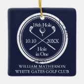 Gespecialiseerd Golfgat in One Retro Navy Blue Keramisch Ornament (Voorkant)
