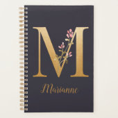 Gespecialiseerd goudblauw elegant monogram M Planner (Voorkant)