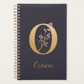 Gespecialiseerd goudblauw elegant monogram O Planner (Voorkant)