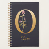 Gespecialiseerd goudblauw elegant monogram O Planner (Voorkant)