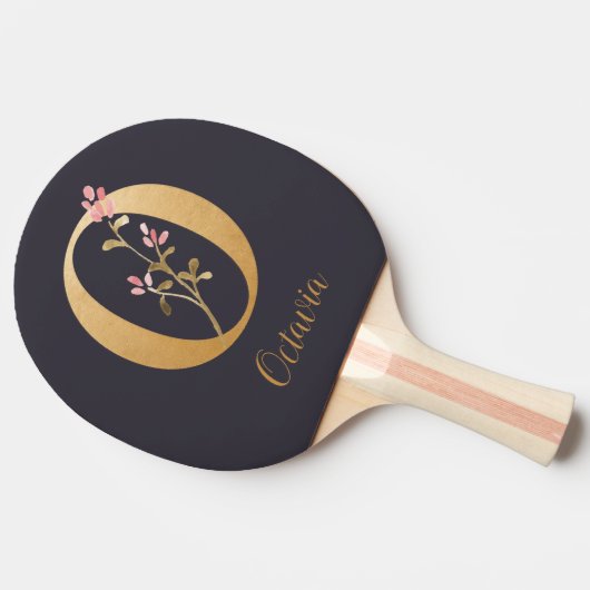 Gespecialiseerd goudblauw elegant monogram O Tafeltennisbatje (Zijkant)