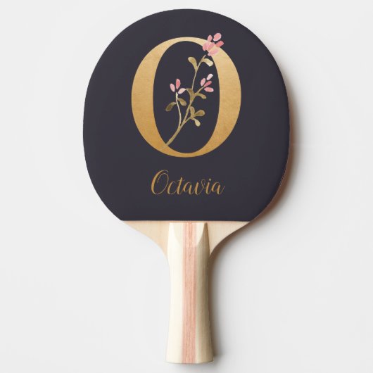 Gespecialiseerd goudblauw elegant monogram O Tafeltennisbatje (Voorkant)