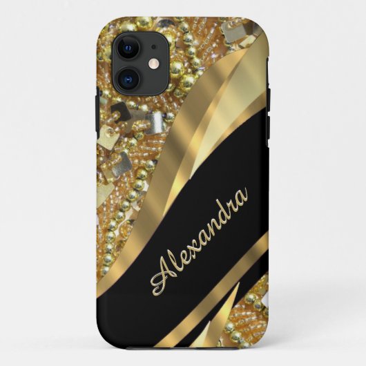 Gespecialiseerd grafisch elegant zwart en goudverv Case-Mate iPhone case (Achterkant)