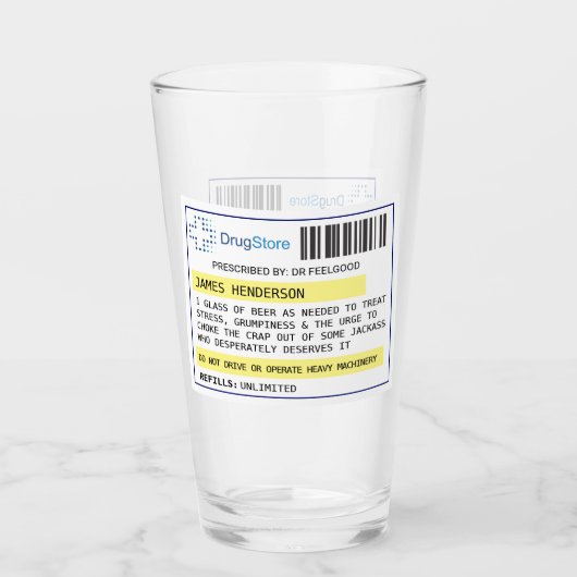 Gespecialiseerd grappig bier/cider-receptglas glas (Voorkant)