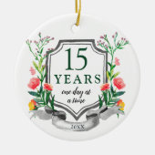 Gespecialiseerd Jubileum 15 jaar Sober Keramisch Ornament (Voorkant)