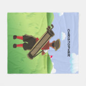 Gespecialiseerde cartoon golfer fleece deken (Voorkant (Horizontaal))