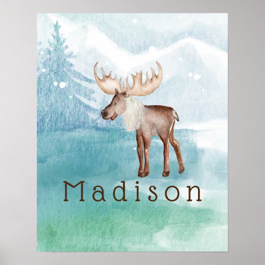 Gespecialiseerde feestdag in Cute Moose Poster (Voorkant)