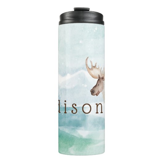 Gespecialiseerde feestdag in Cute Moose Thermosbeker (Voorkant)