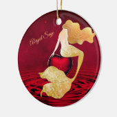 Gespecialiseerde Golden Mermaid met Red Heart Keramisch Ornament (Links)