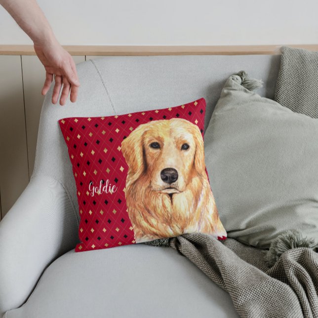 Gespecialiseerde Golden Retriever Waterverf Kussen (Creator heeft geüpload)