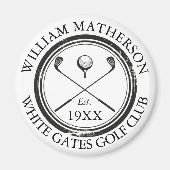 Gespecialiseerde Golf Club Name Golf Retro Stamp Magneet (Voorkant)