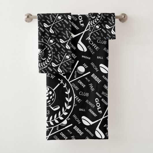 Gespecialiseerde golfer, stijlvol golf logo bad handdoek (Insitu)