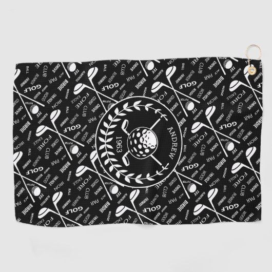 Gespecialiseerde golfer, stijlvol golf logo golfhanddoek (Horizontaal)