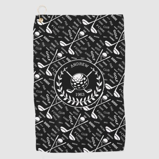 Gespecialiseerde golfer, stijlvol golf logo golfhanddoek (Voorkant)