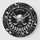 Gespecialiseerde golfer, stijlvol golf logo grote klok (Voorkant)