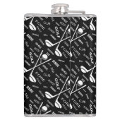 Gespecialiseerde golfer, stijlvol golf logo heupfles (Achterkant)