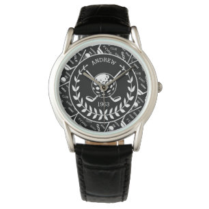 Gespecialiseerde golfer, stijlvol golf logo horloge