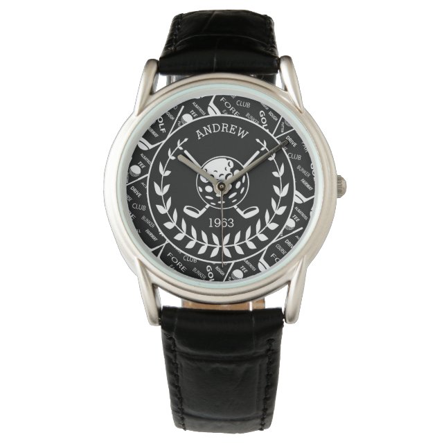 Gespecialiseerde golfer, stijlvol golf logo horloge (Voorkant)