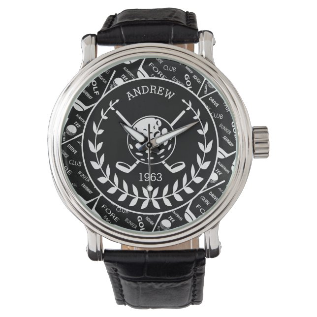 Gespecialiseerde golfer, stijlvol golf logo horloge (Voorkant)