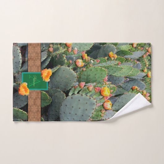 Gespecialiseerde Oranje monogram Prickly Pear Cact Bad Handdoek (Handdoek)