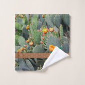 Gespecialiseerde Oranje monogram Prickly Pear Cact Bad Handdoek (Wasdoekje)