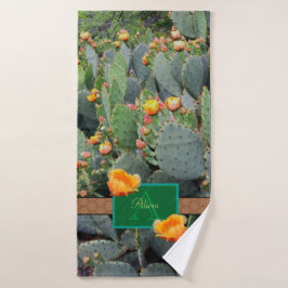 Gespecialiseerde Oranje monogram Prickly Pear Cact Badhanddoek