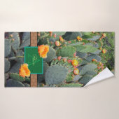 Gespecialiseerde Oranje monogram Prickly Pear Cact Badhanddoek (Badhanddoek)