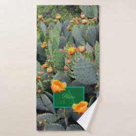 Gespecialiseerde Oranje monogram Prickly Pear Cact Badhanddoek