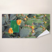Gespecialiseerde Oranje monogram Prickly Pear Cact Badhanddoek (Badhanddoek)