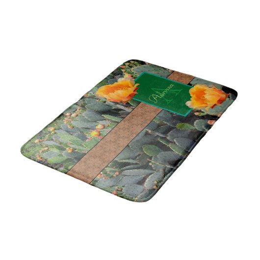 Gespecialiseerde Oranje monogram Prickly Pear Cact Badmat (Gekanteld)