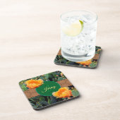 Gespecialiseerde Oranje monogram Prickly Pear Cact Bier Onderzetter (Rechterzijde)