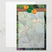 Gespecialiseerde Oranje monogram Prickly Pear Cact Briefpapier (Voorkant / Achterkant)
