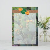 Gespecialiseerde Oranje monogram Prickly Pear Cact Briefpapier (Staand voorkant)