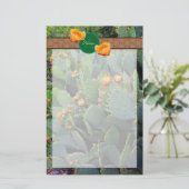Gespecialiseerde Oranje monogram Prickly Pear Cact Briefpapier (Staand voorkant)