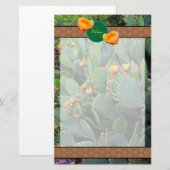 Gespecialiseerde Oranje monogram Prickly Pear Cact Briefpapier (Voorkant / Achterkant)