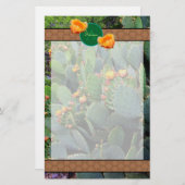 Gespecialiseerde Oranje monogram Prickly Pear Cact Briefpapier (Voorkant / Achterkant)