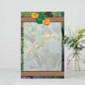 Gespecialiseerde Oranje monogram Prickly Pear Cact Briefpapier (Staand voorkant)