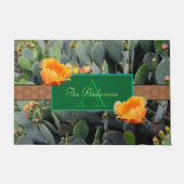 Gespecialiseerde Oranje monogram Prickly Pear Cact Deurmat (Voorkant)