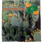 Gespecialiseerde Oranje monogram Prickly Pear Cact Douchegordijn (Voorkant)