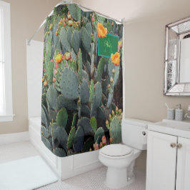Gespecialiseerde Oranje monogram Prickly Pear Cact Douchegordijn