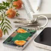 Gespecialiseerde Oranje monogram Prickly Pear Cact Sleutelhanger (Voorkant Rechts)