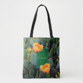 Gespecialiseerde Oranje monogram Prickly Pear Cact Tote Bag (Voorkant)