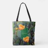 Gespecialiseerde Oranje monogram Prickly Pear Cact Tote Bag (Achterkant)