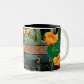 Gespecialiseerde Oranje monogram Prickly Pear Cact Tweekleurige Koffiemok (Voorkant rechts)