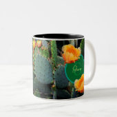 Gespecialiseerde Oranje monogram Prickly Pear Cact Tweekleurige Koffiemok (Voorkant rechts)