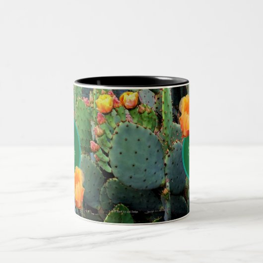 Gespecialiseerde Oranje monogram Prickly Pear Cact Tweekleurige Koffiemok (Center)